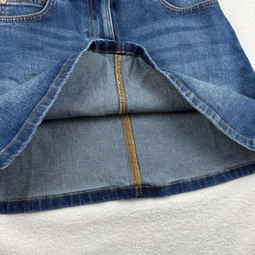 Boden Denim‎ Mini Skirt Girls 13-14Y Blue Star Embroidery Stretch Casual Classic